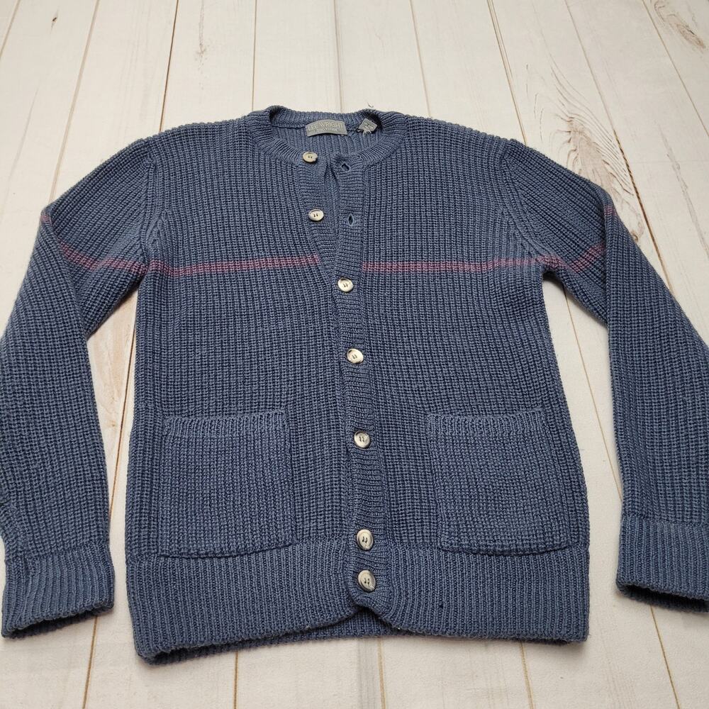 Vintage 100% wool chunky cardigan sweater old money grandpa thick knit medium